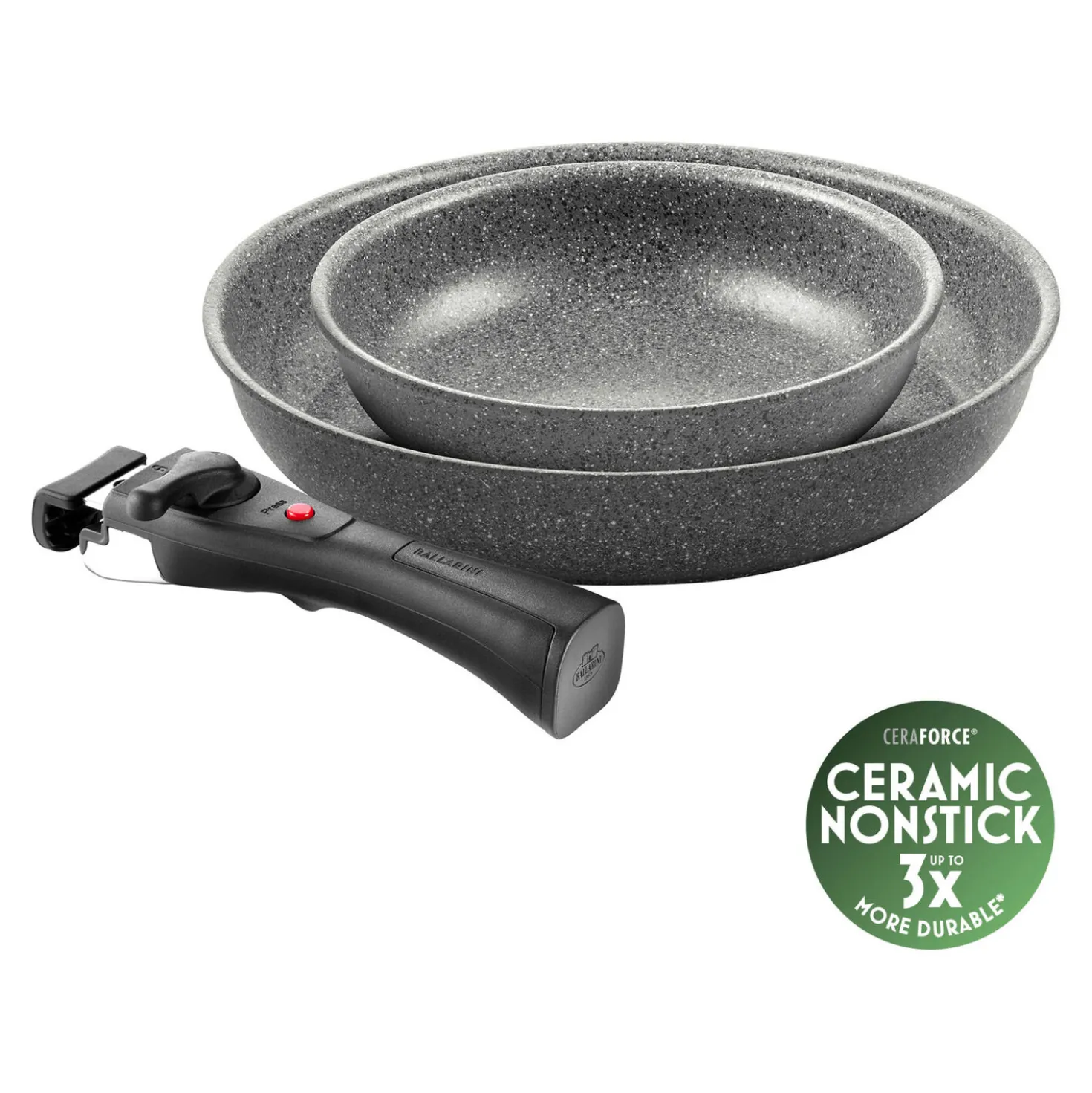 Set de poêles, 3-pcs, Aluminium, Revêtement antiadhésif en céramique