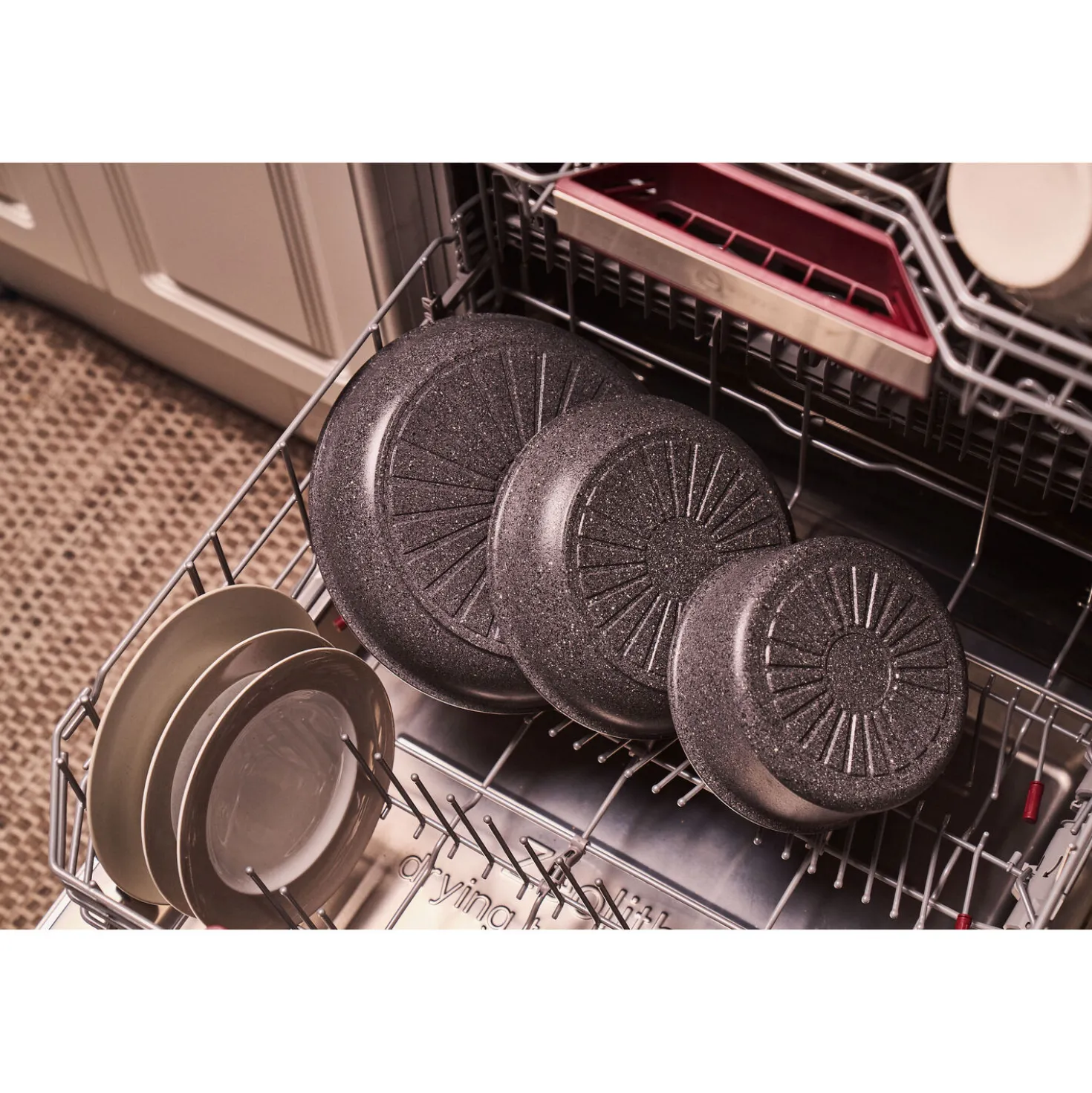 Set de poêles, 3-pcs, Aluminium, Revêtement antiadhésif en céramique