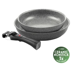Set de poêles, 3-pcs, Aluminium, Revêtement antiadhésif en céramique