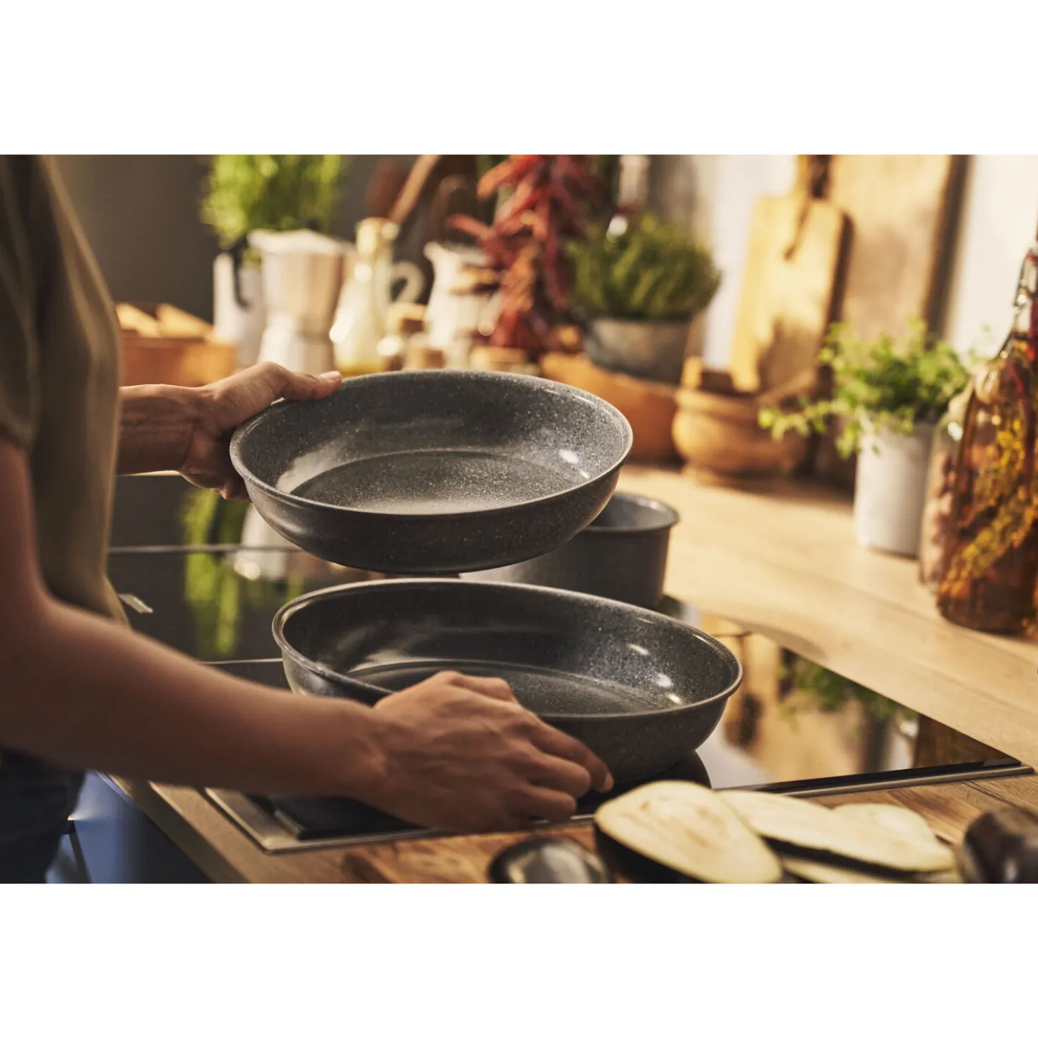 Set de poêles, 4-pcs, Aluminium, Revêtement antiadhésif en céramique