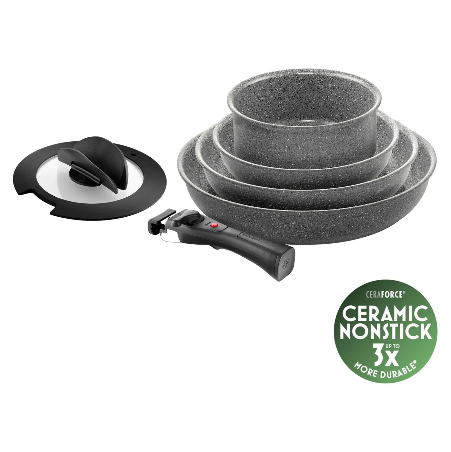 Set de poêles, 6-pcs, Aluminium, Revêtement antiadhésif en céramique