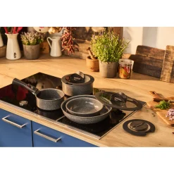 Set de poêles, 6-pcs, Aluminium, Revêtement antiadhésif en céramique
