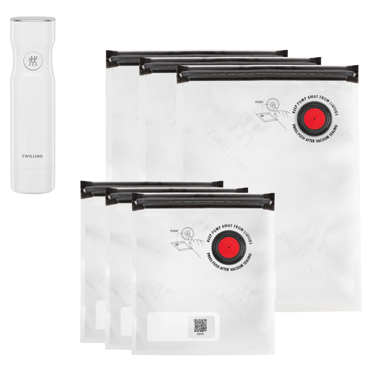 Set de pompes sous vide avec opercule de recharge, S/M / 7-pcs, Blanc