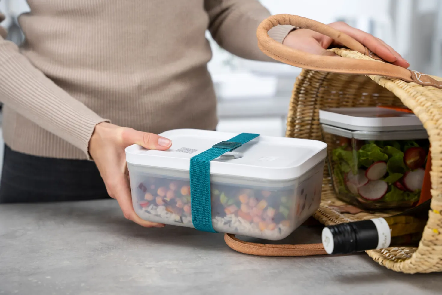 Set de sous-vide boîtes & accessoires, 17-pcs. /S/M/L, couleurs mélangées, Plastique