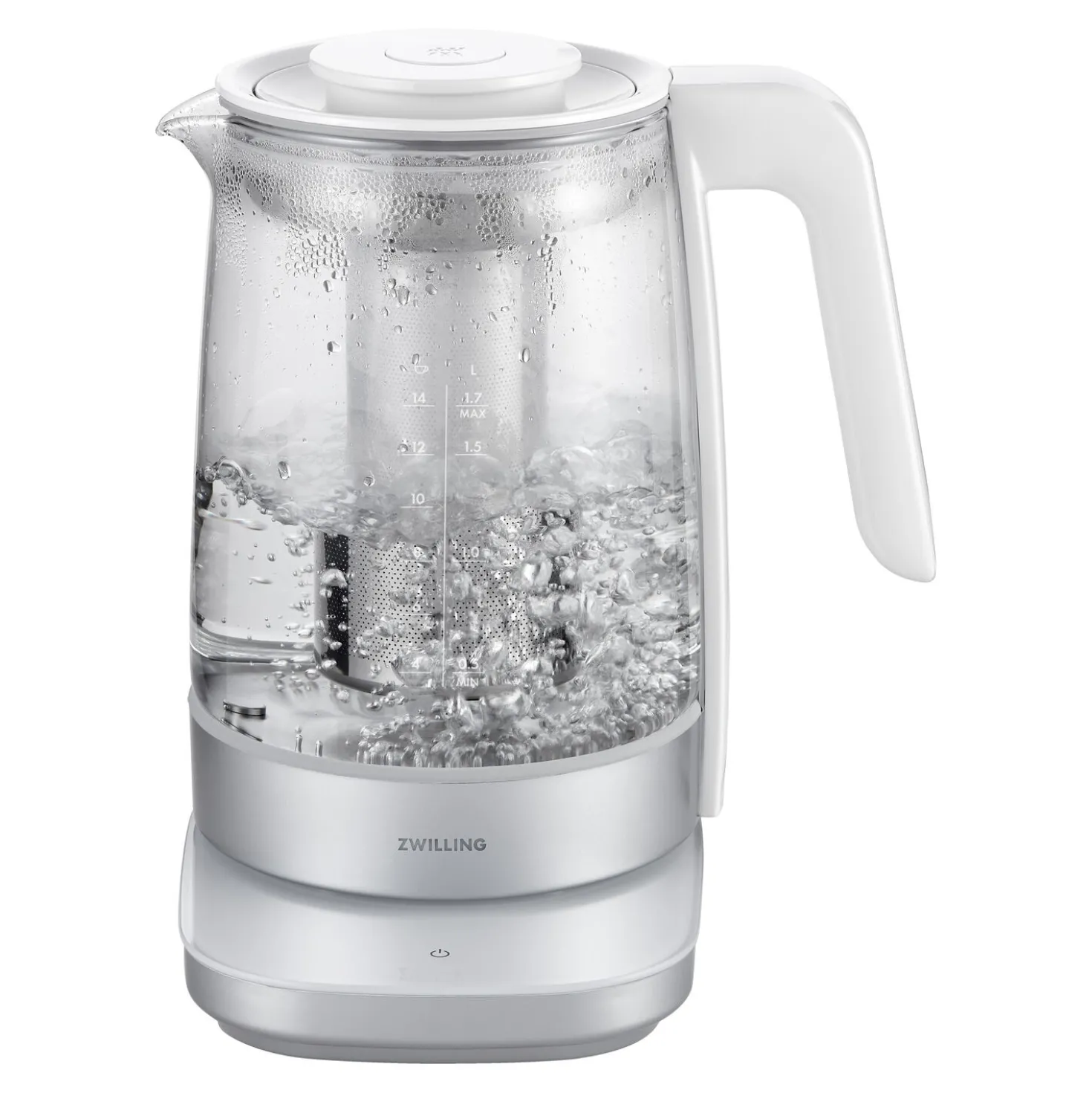 Théière-bouilloire électrique en verre, 1,7 l, Blanc