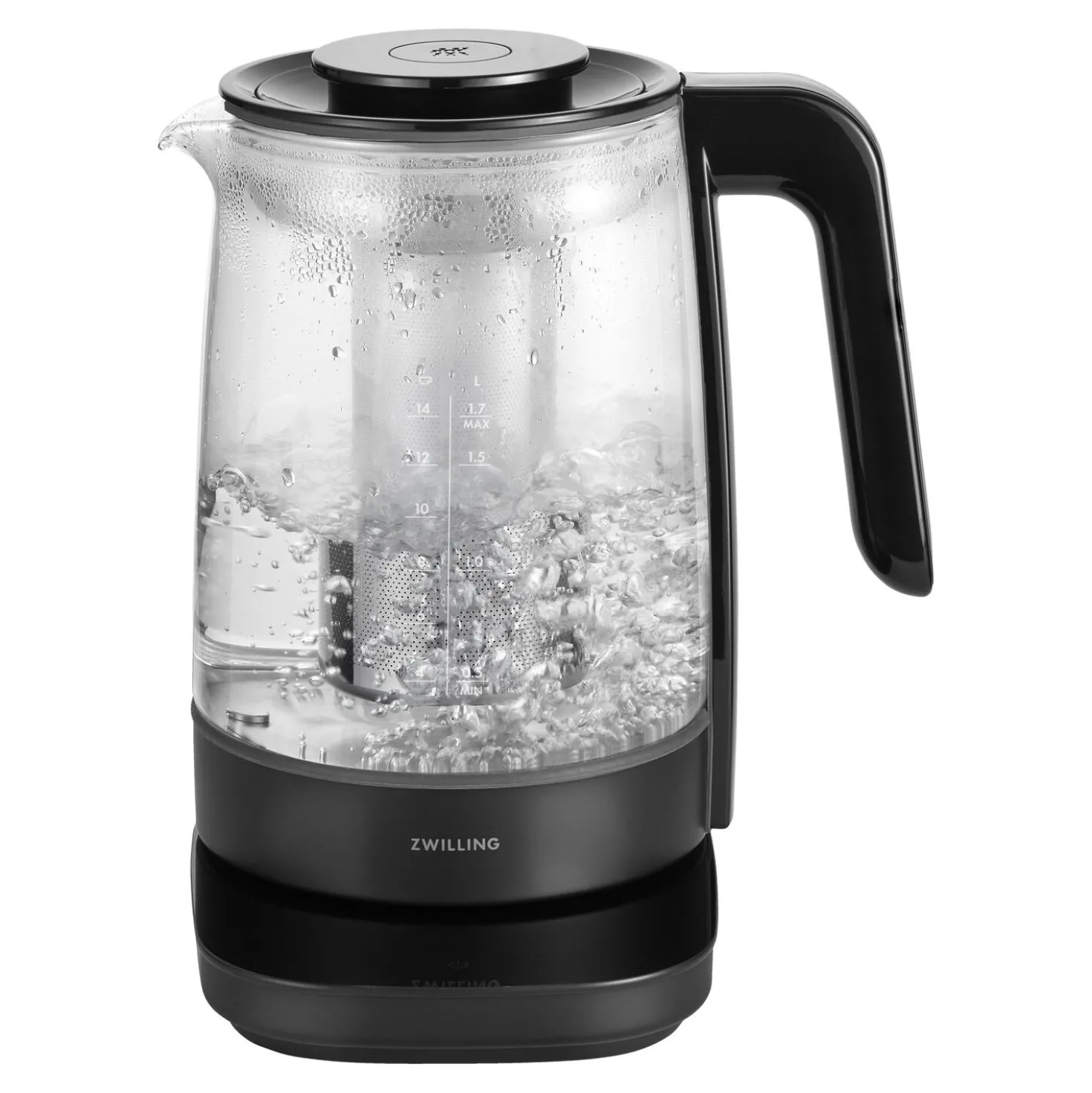 Théière-bouilloire électrique en verre, 1,7 l, Noir mat