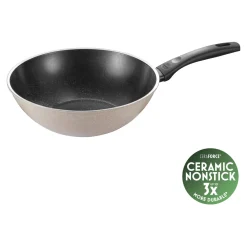 Wok, 28 cm, Aluminium, Revêtement antiadhésif en céramique