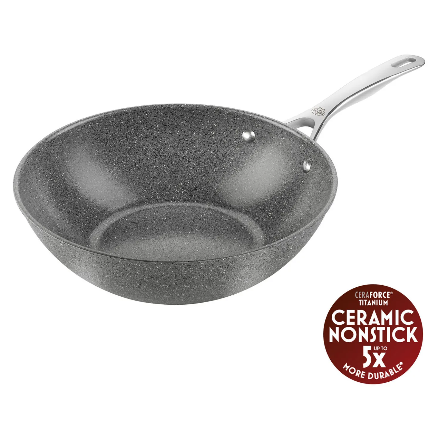 Wok, 30 cm, Aluminium, Revêtement antiadhésif en céramique renforcée en titane